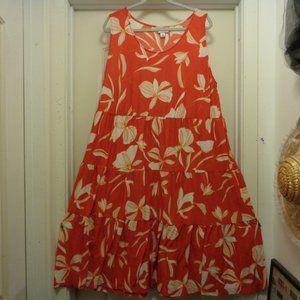 AVA & VIV RED W WHITE FLOWERS MUMU DELIGHTS TIERED MAXI DRESS 2 X